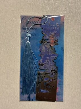 Claude Monet Art Sunrise Blue Decorative Tassel Bookmark